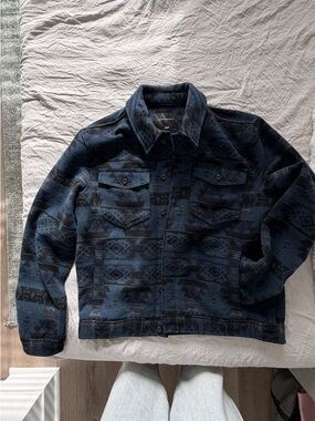 Banana Republic Navy Patterned Lightweight Shirt Jacket
